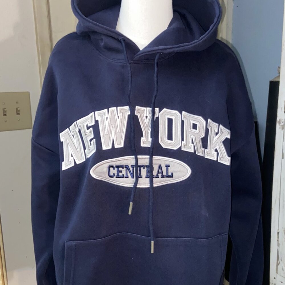 "NEW YORK CENTRAL" NAVY BLUE HOODIE REALTAKAI XL